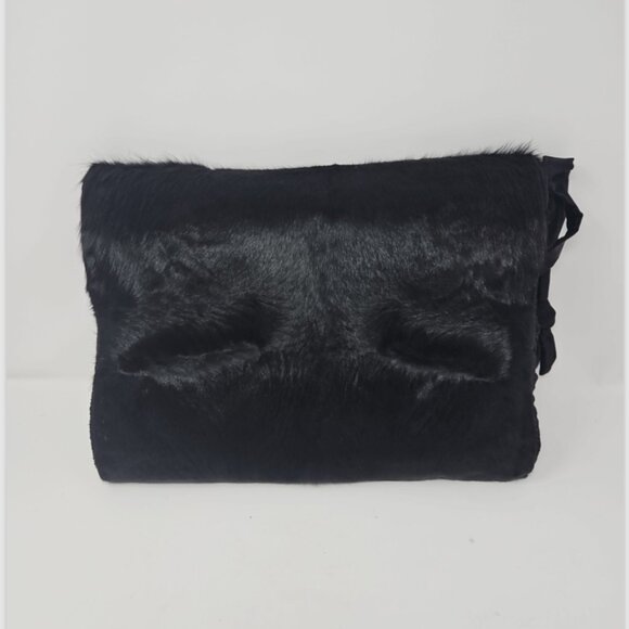 Vintage 1940s Fur & Ruched Silk Muff Hand Warmer Purse Waldes Kover Zip LOVELY! - Picture 1 of 5